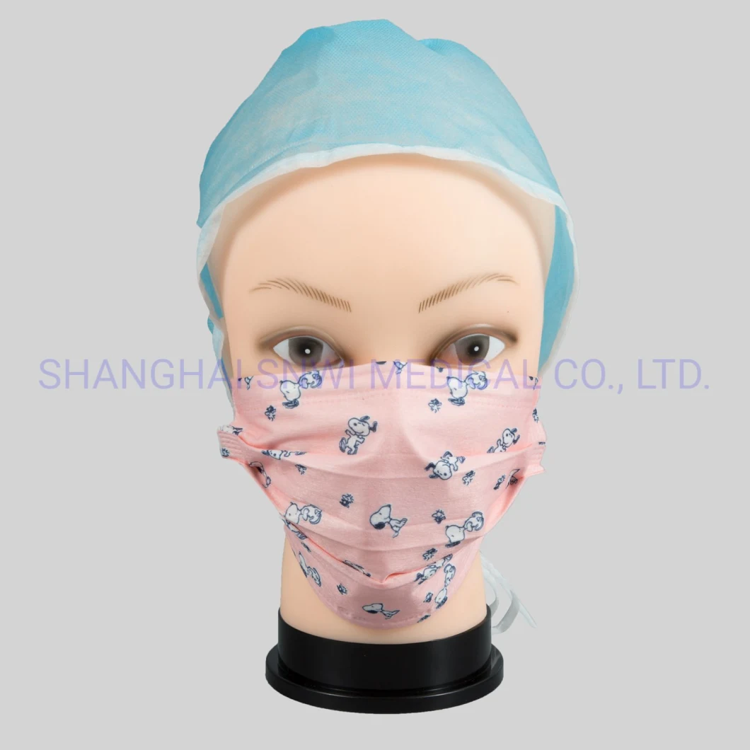 Colorful Disposable Face Mask for Children with Cartoon Printing for Civil Use