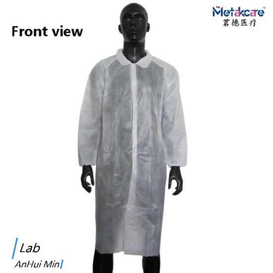 Non-tissé microporeux/poly/SMS/CPE/PP+PE blouse de laboratoire jetable étanche pour médecin/patient/visiteur/sécurité de l'industrie